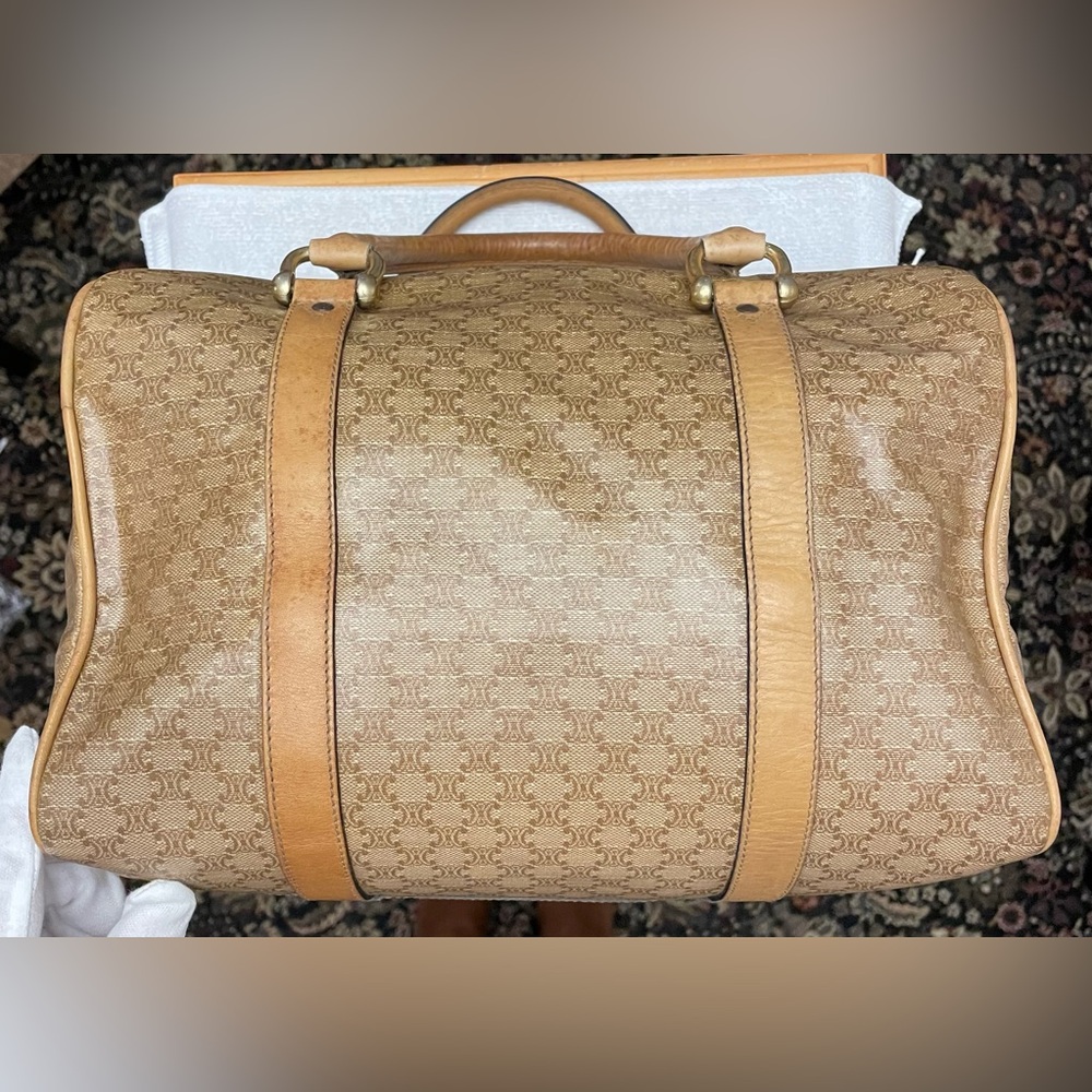 Celine Authentic Vintage Brown and Tan Macadam Boston Bag - Picture 5 of 17
